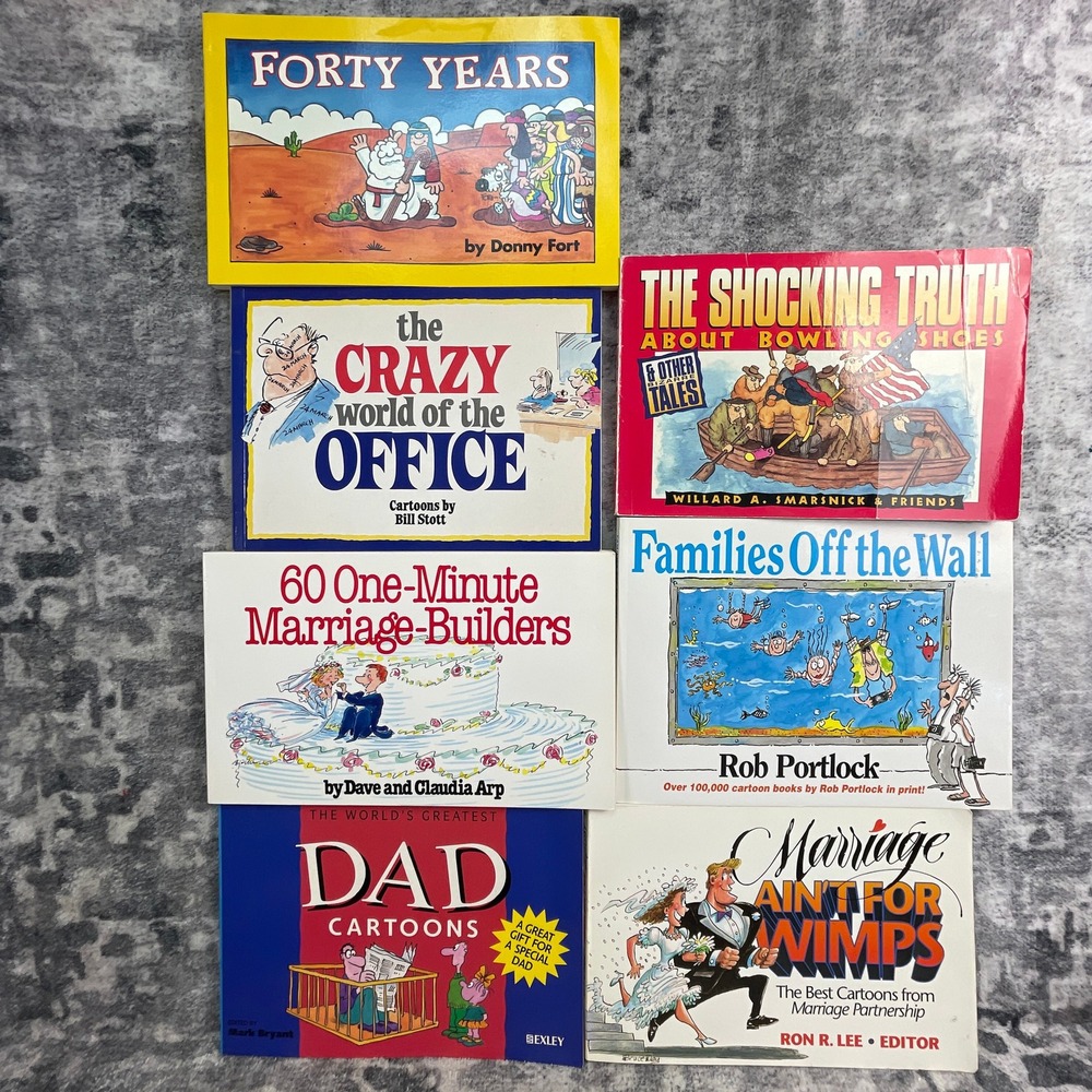 Christian Humor & Marriage Cartoon 7 Book Lot Families Off the Wall Office 7pk